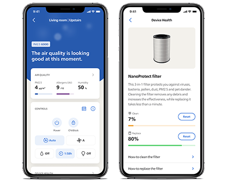 Ứng dụng Philips Air+ M&agrave;n h&igrave;nh điện thoại chất lượng kh&ocirc;ng kh&iacute;